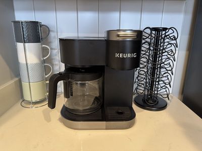 FREE Keurig K-Duo Single Serve & Carafe Coffee Maker - Black, Works with K-Cup Pods & Ground Coffee (with mugs and tree included