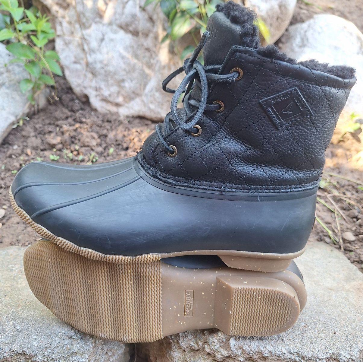 Womens Sperry Saltwater Quilted Duck Boots Sz 9.5