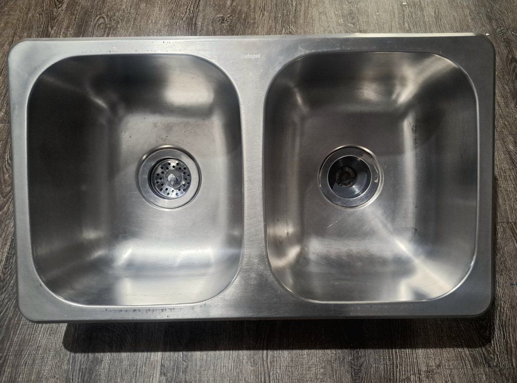 Airstream, Stainless Steel Double Bowl Drop-In Kitchen Sink with Drains