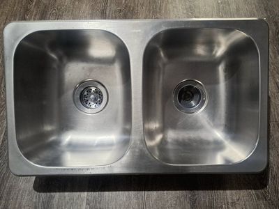 Airstream, Stainless Steel Double Bowl Drop-In Kitchen Sink with Drains