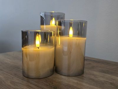Grey Glass Flameless LED Candles