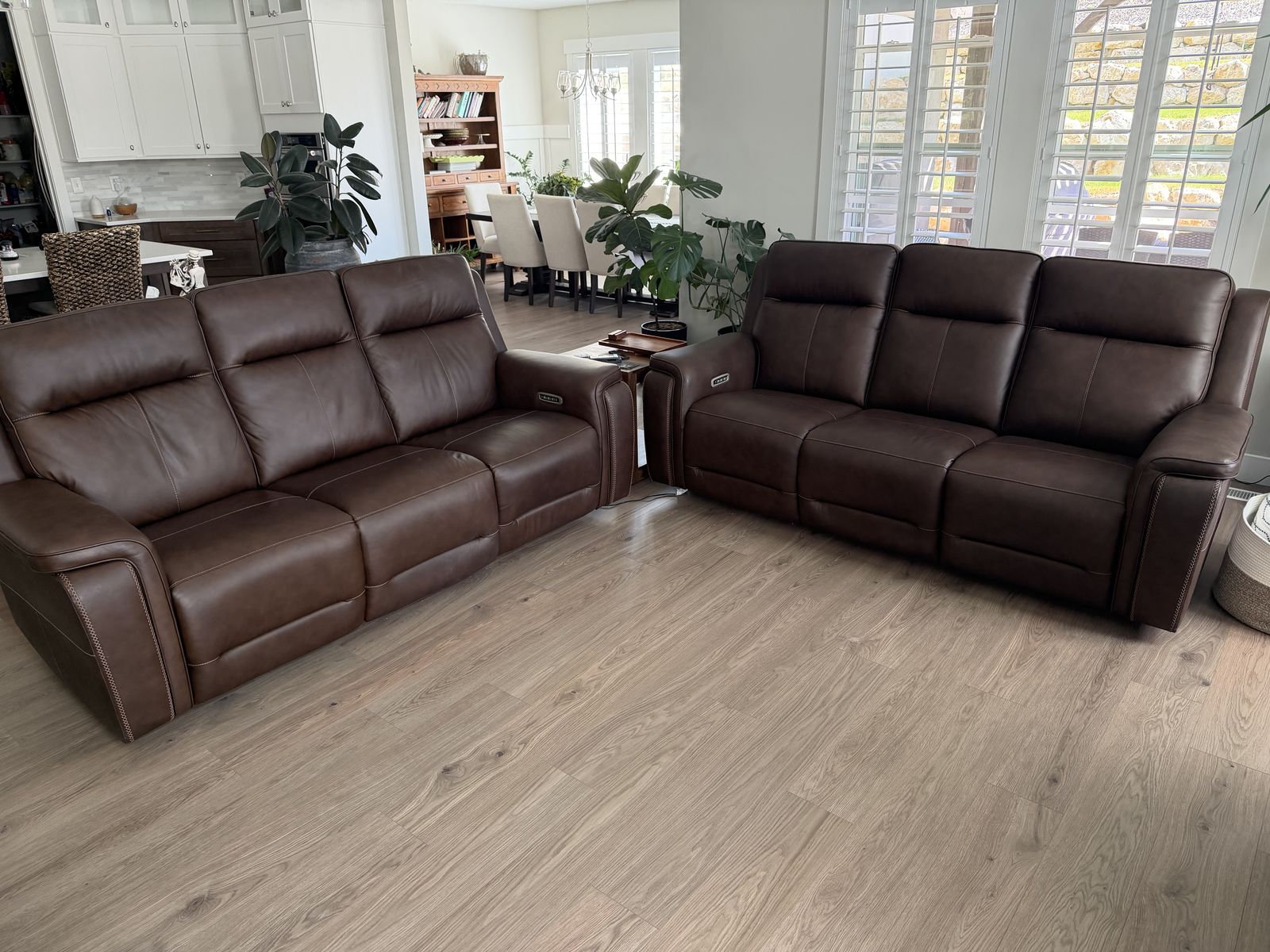 Pair of Leather Power Reclining Couches