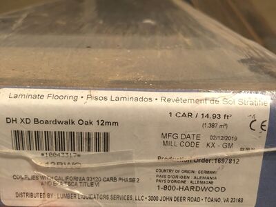 12mm Boardwalk oak water resistant flooring 10 unopened packs and loose pieces
