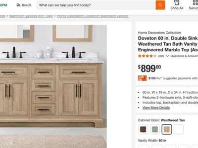 Free nearby delivery Home Decorators Collection Doveton 60in Double Sink Freestanding Vanity