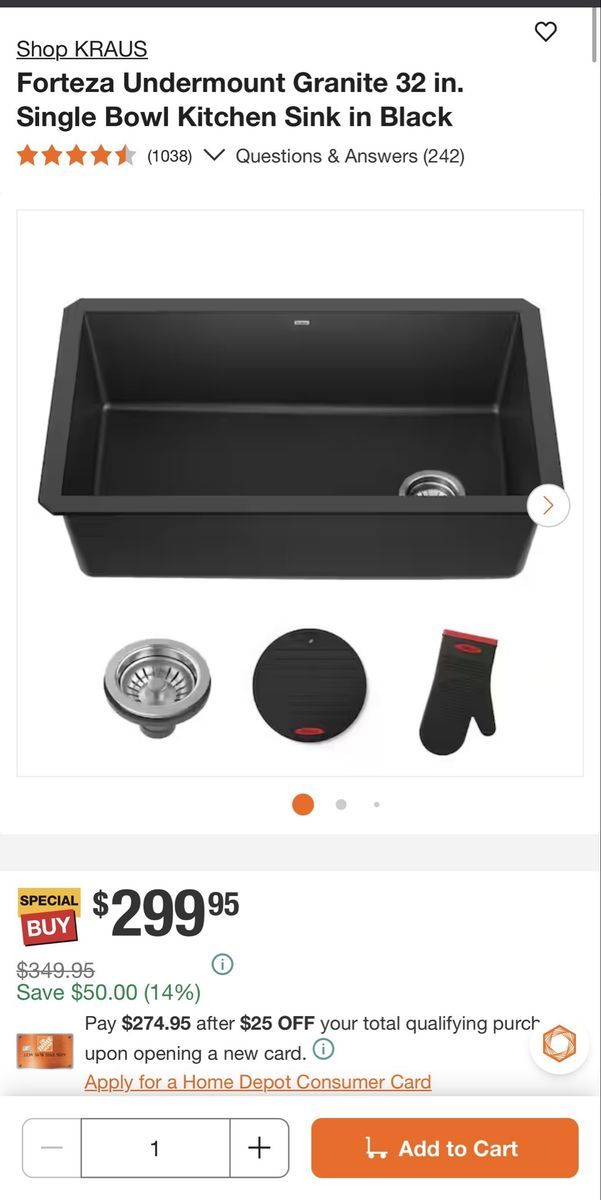 Forteza Undermount Granite 32 in. Kitchen Sink
