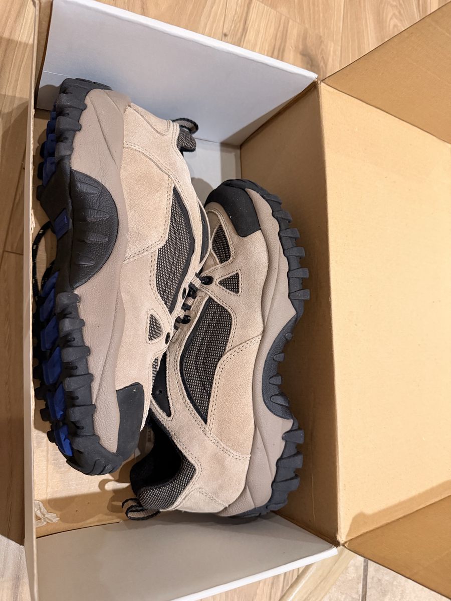 Lands' End Men's Hiking Shoes Tan Black Blue Mesh Outdoor Sneakers