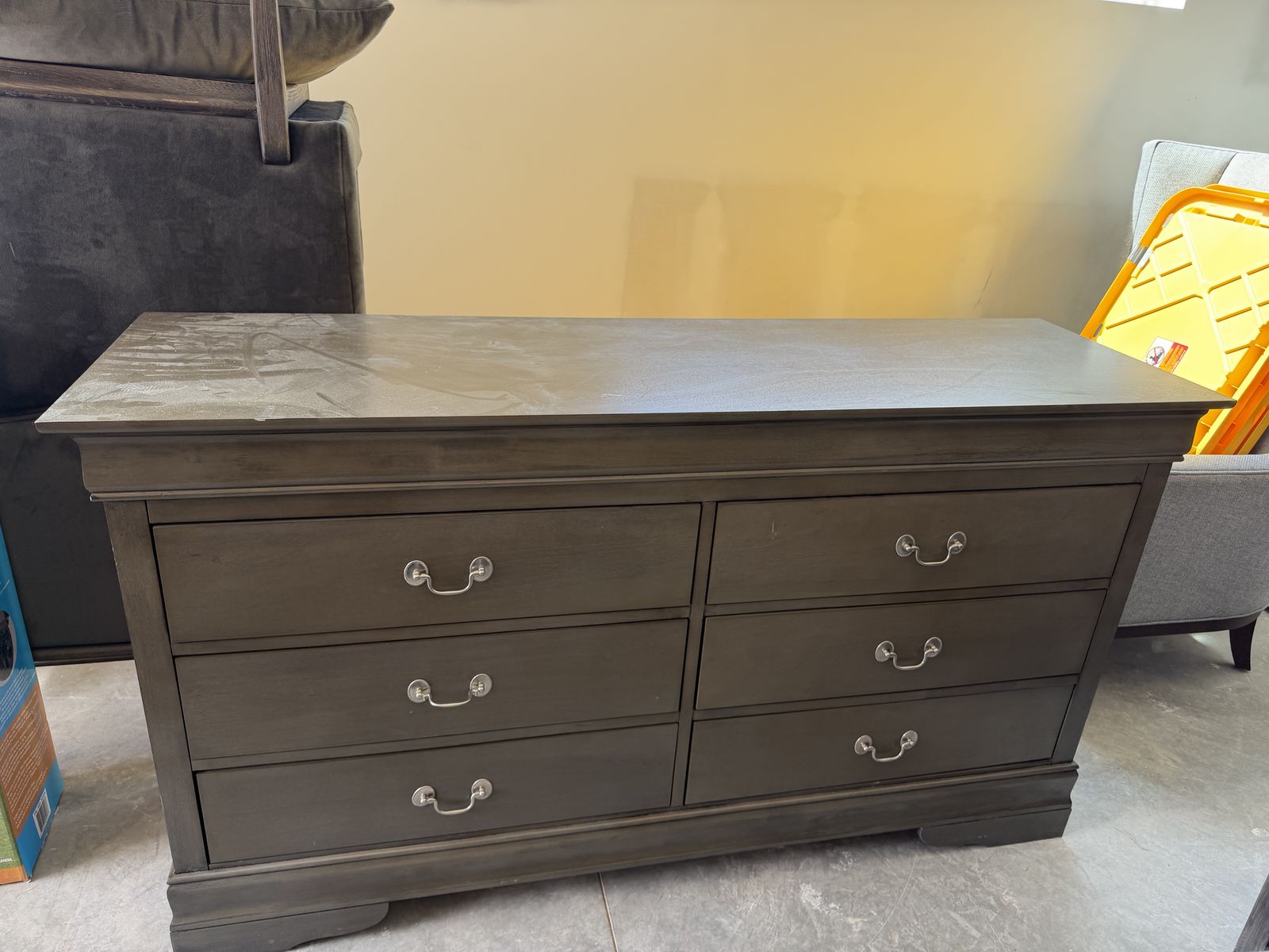 Glory Furniture Louis Phillippe 6-Drawer Dresser in Gray