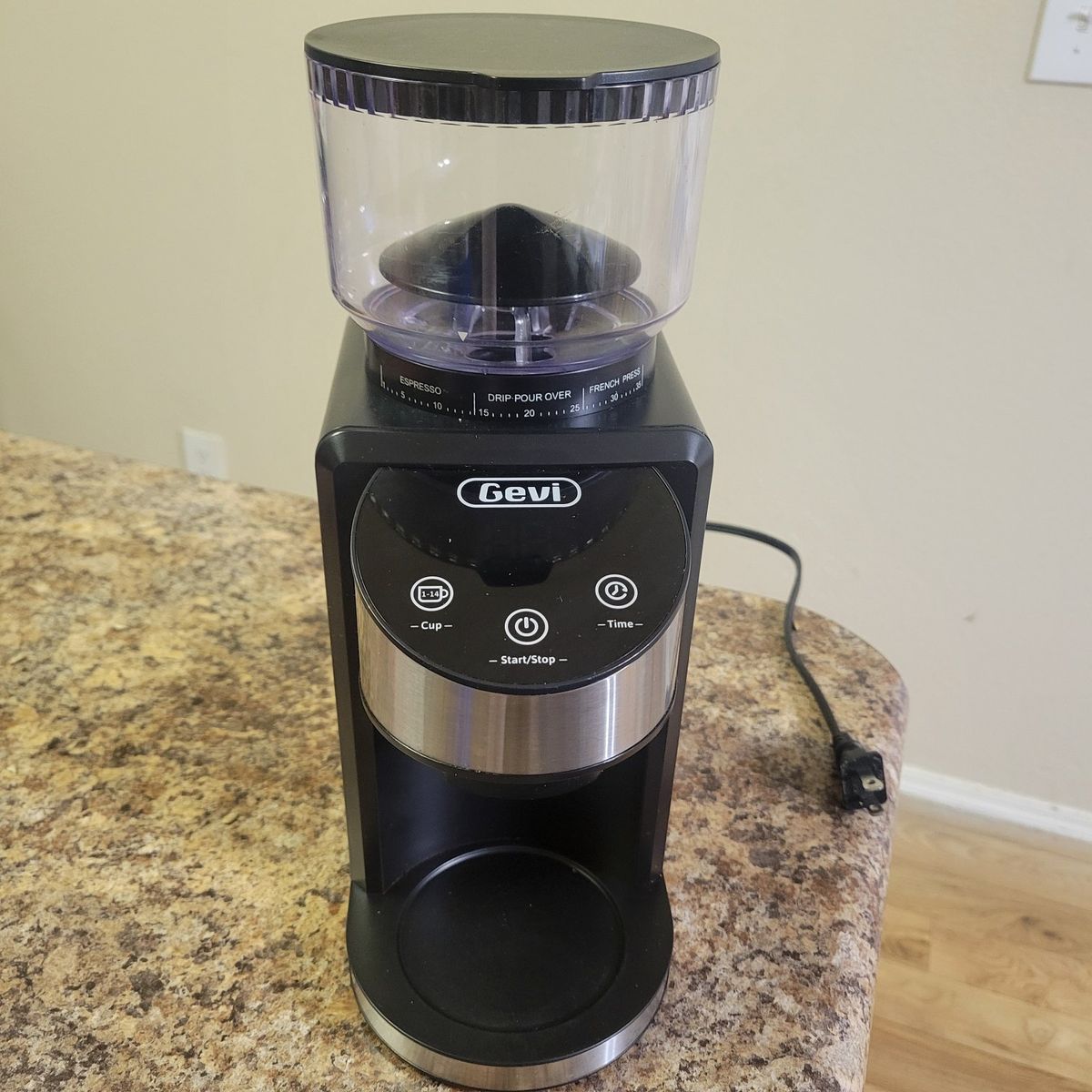 Gevi Burr Coffee Grinder Black Adjustable Grind Settings