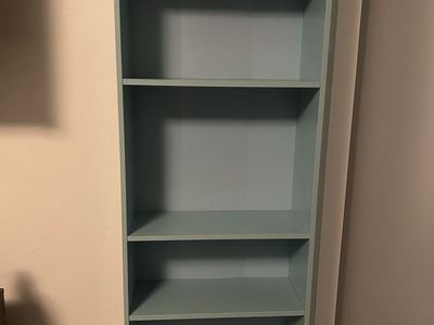 Two IKEA Billy Bookcases light blue 5-shelves