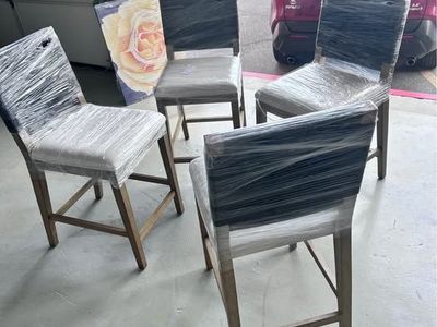 Boucle & Seagrass Boho Counter Height Bar Stool Black (4 chairs)