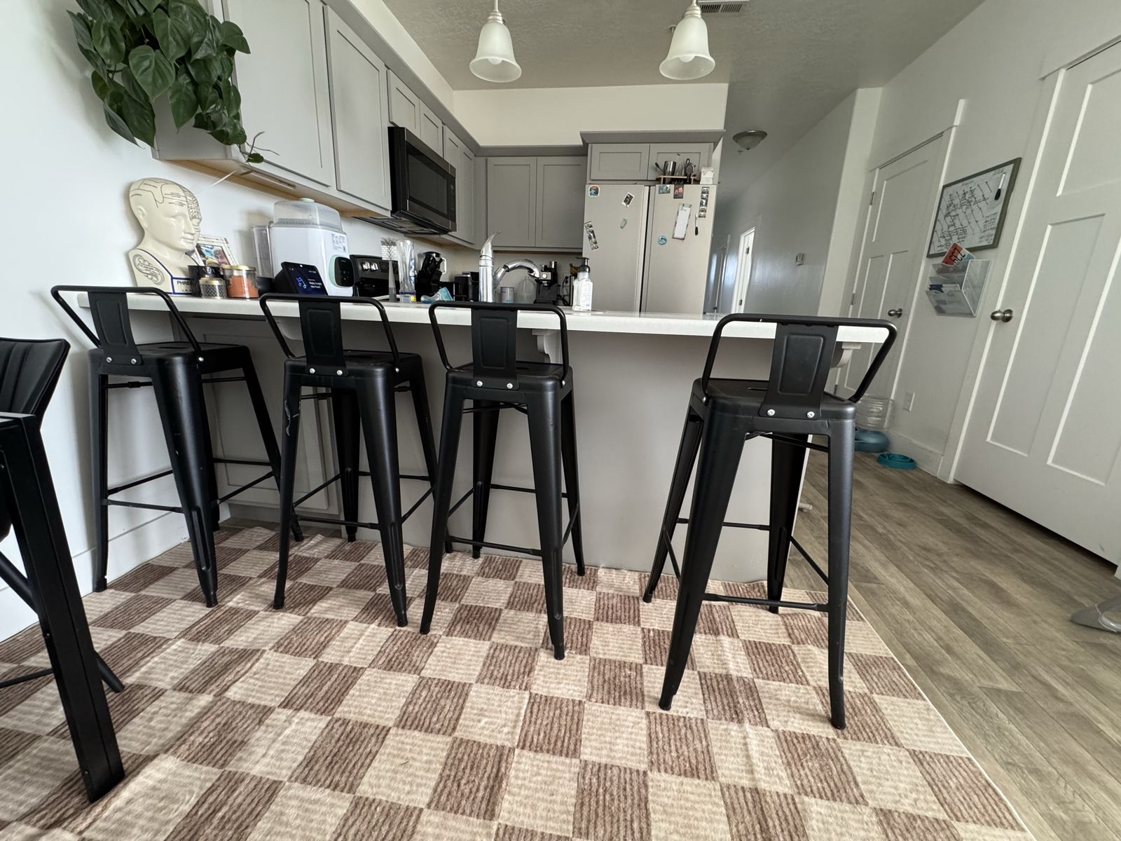 Black Metal Bar Stools (4)