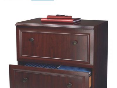 Broadstreet 29-1/2"W x 19"D Lateral 2-Drawer File Cabinet, Cherry Finish