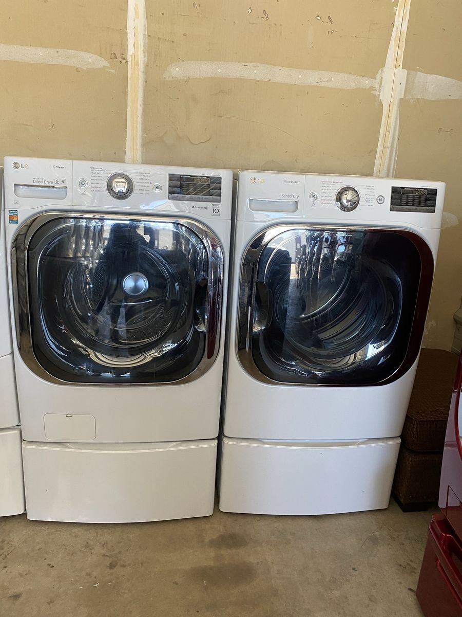 LG jumbo steam washer and gas dryer