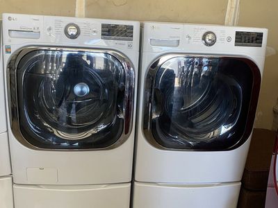 LG jumbo steam washer and gas dryer