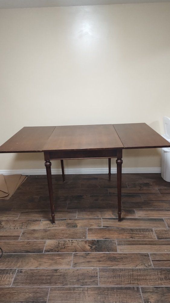 Vintage Wooden Drop Leaf Dining Table with Turned Legs