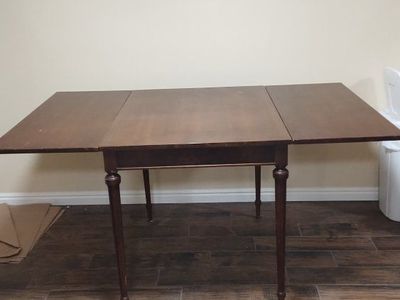 Vintage Wooden Drop Leaf Dining Table with Turned Legs