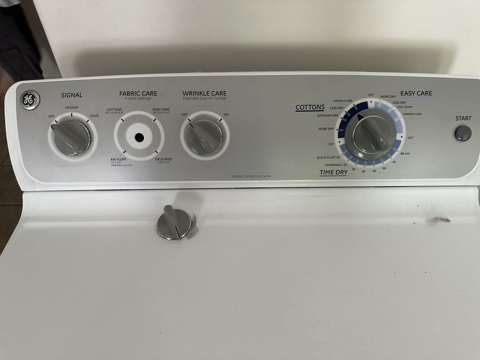 GE White Electric Dryer - Top Load, Multiple Cycle Settings