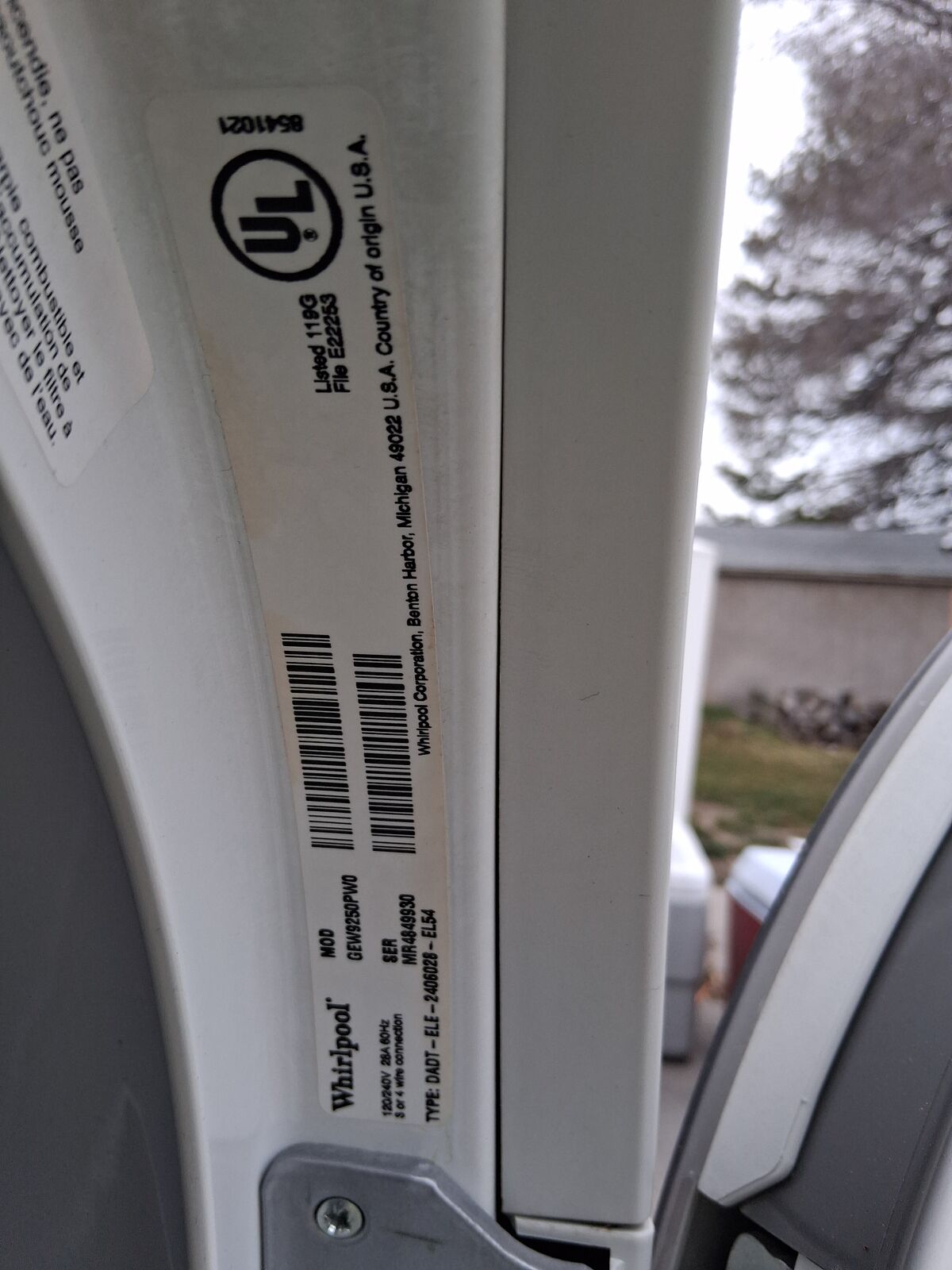 Large Whirlpool dryer