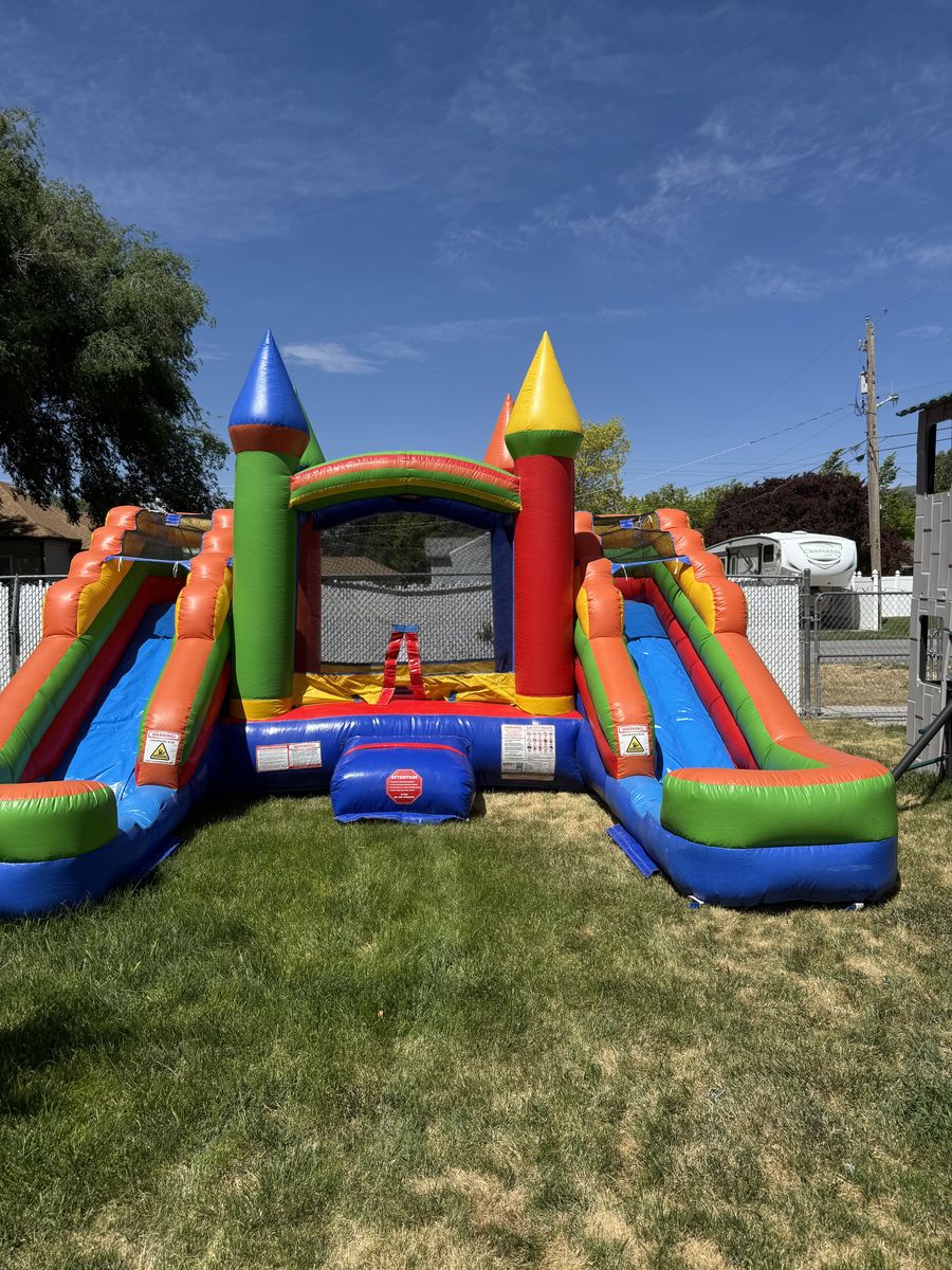 Bounce house with water slide