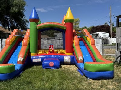 Bounce house with water slide