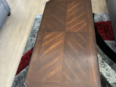 Wooden Coffee Table and End Table Set - Dark Brown Finish