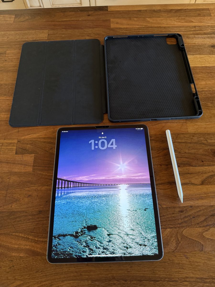 iPad Pro 12.9 6th Gen with case and pencil