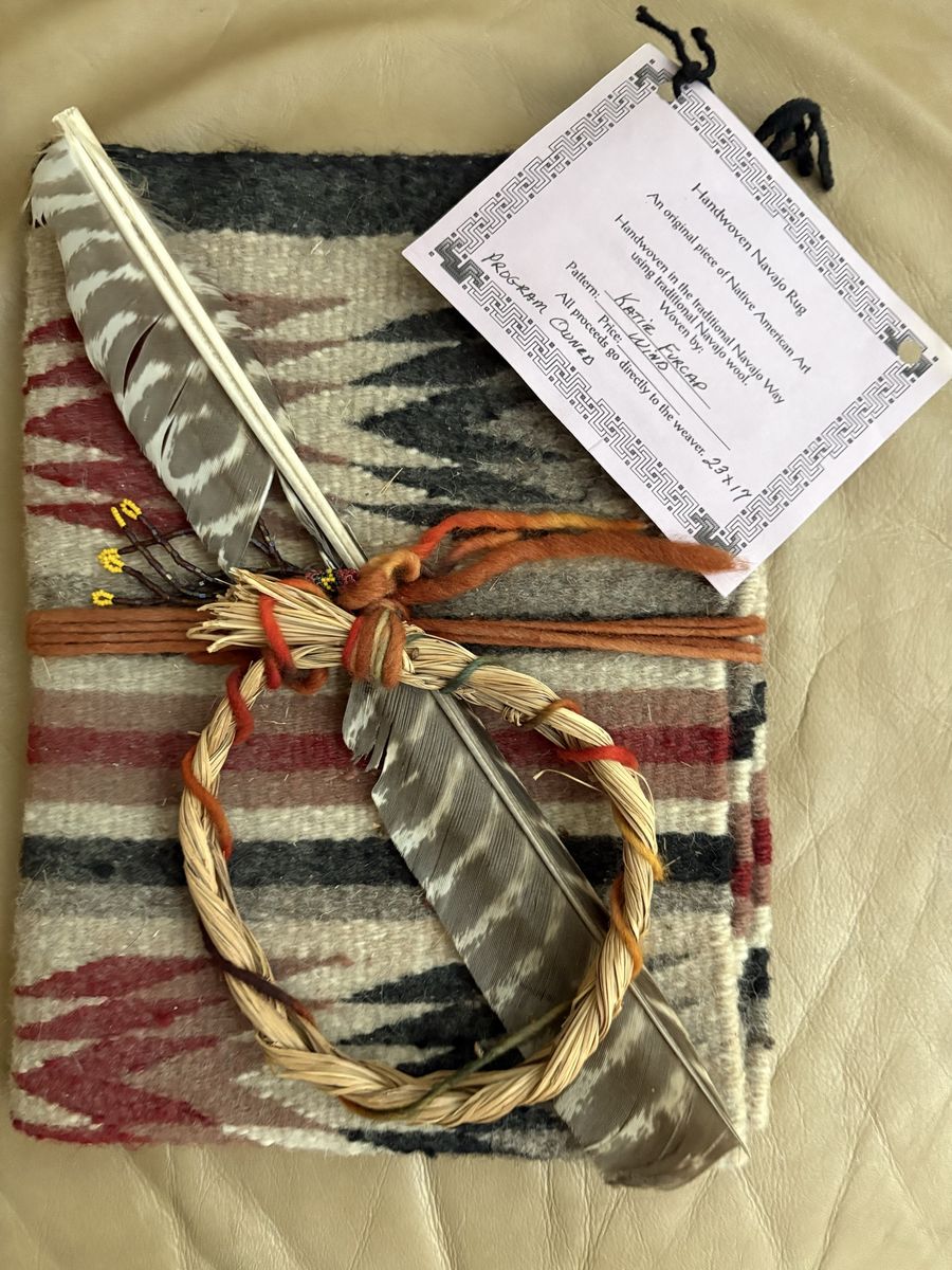 Authentic Handwoven Navajo Rug by Katie Furcap - 23"x17" Traditional Wool Textile