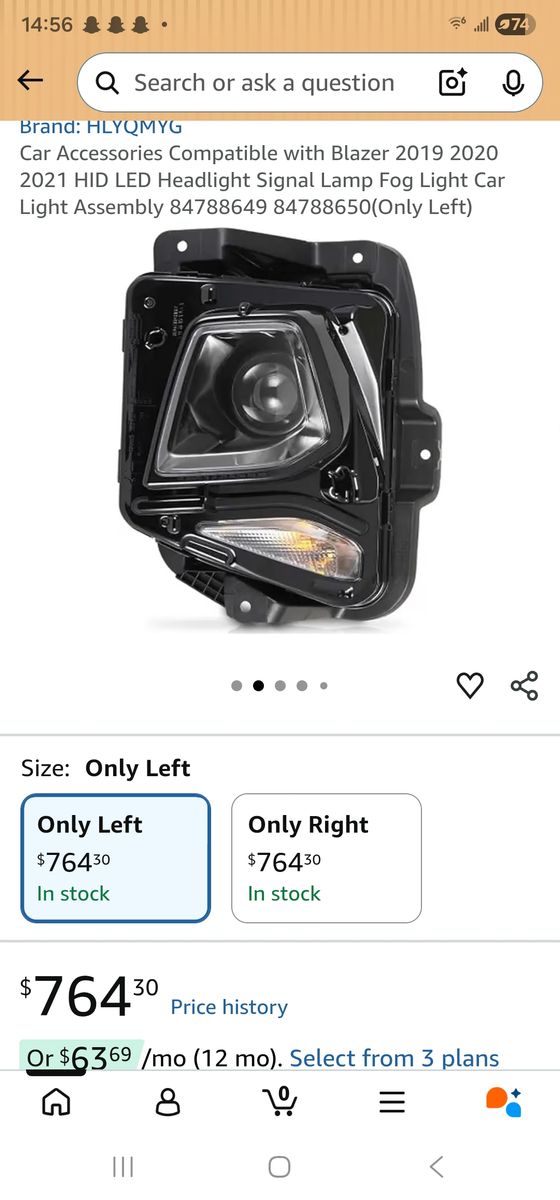 New 2019-2023 chevy blazer headlight assembly