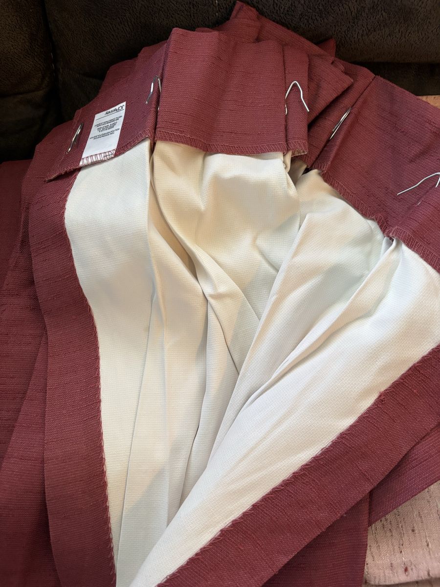 Vintage JCPenney Pleated Faux Silk Drapes, 45% Rayon, 45” x 84” Length, Pink/Burgundy, Lined Panel