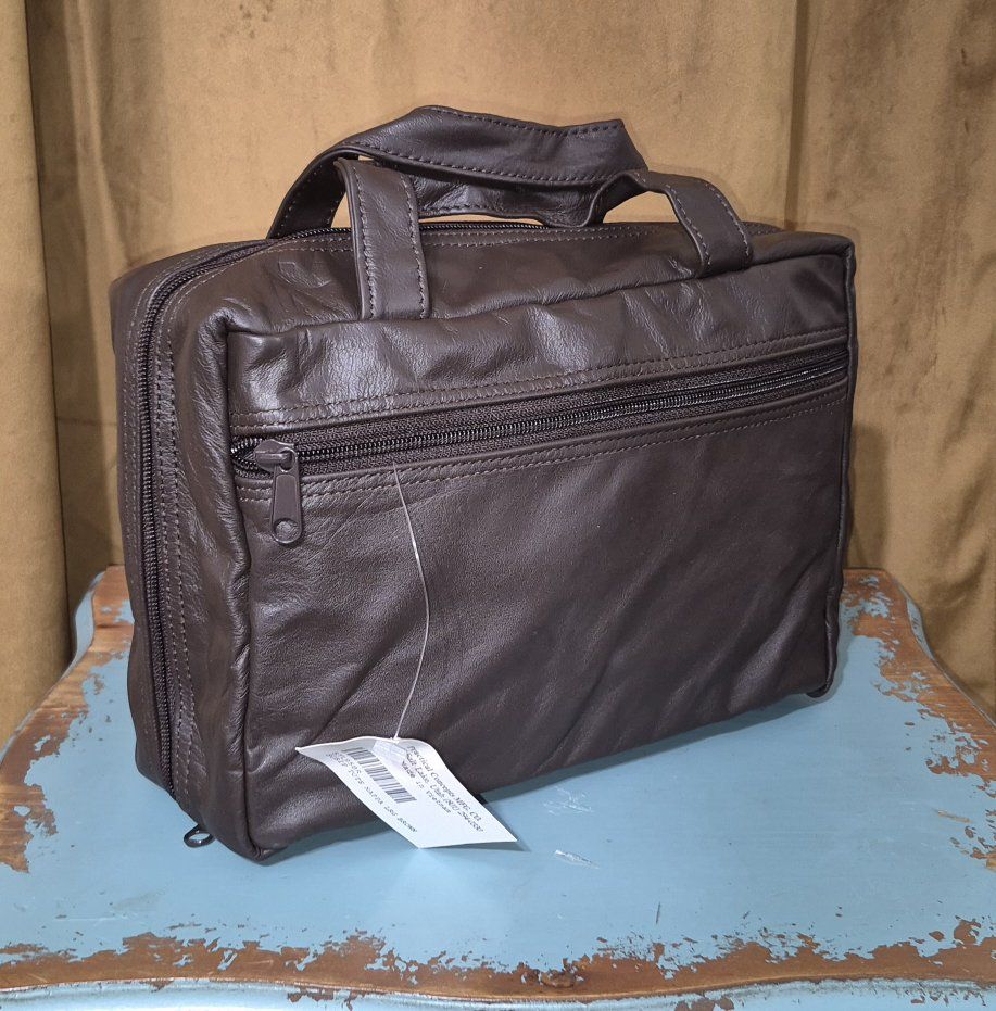 New! Practical Concept Espresso Nappa Leather Scripture Bible Zip Tote Bag Large