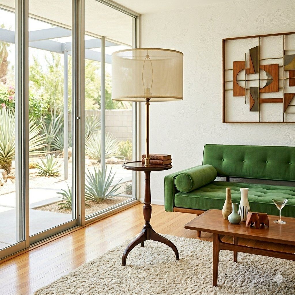 Stunning Vintage Floor Lamp with Table