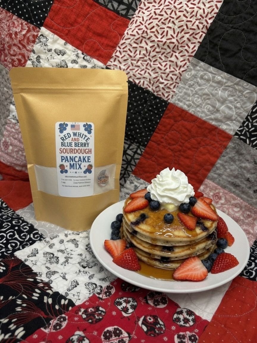 Red, White & Blue Berry Sourdough Pancake Mix – Homemade & Ready for the 4th!