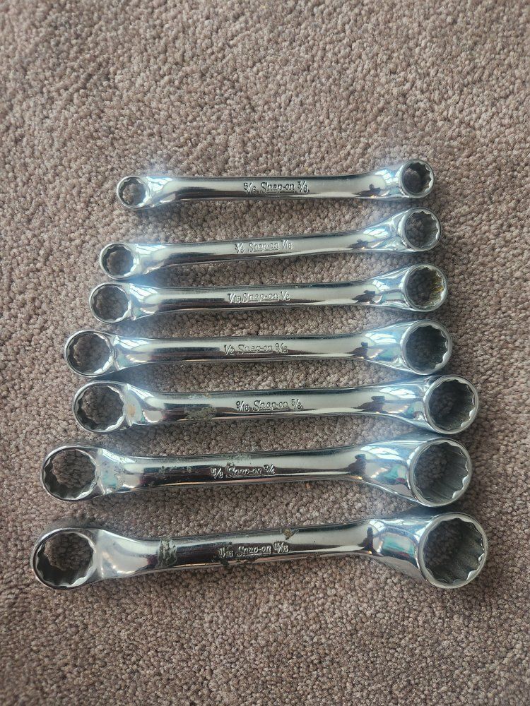 Snap-on 7-Piece Combination Wrench Set 3/8" - 3/4" SAE, Chrome Vanadium Steel