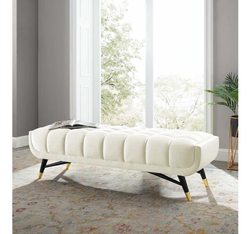 Ivory Velvet Bench