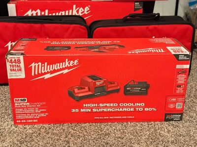 Milwaukee M18 REDLITHIUM FORGE 8.0Ah Battery + Dual Bay Super Charger - Brand New!