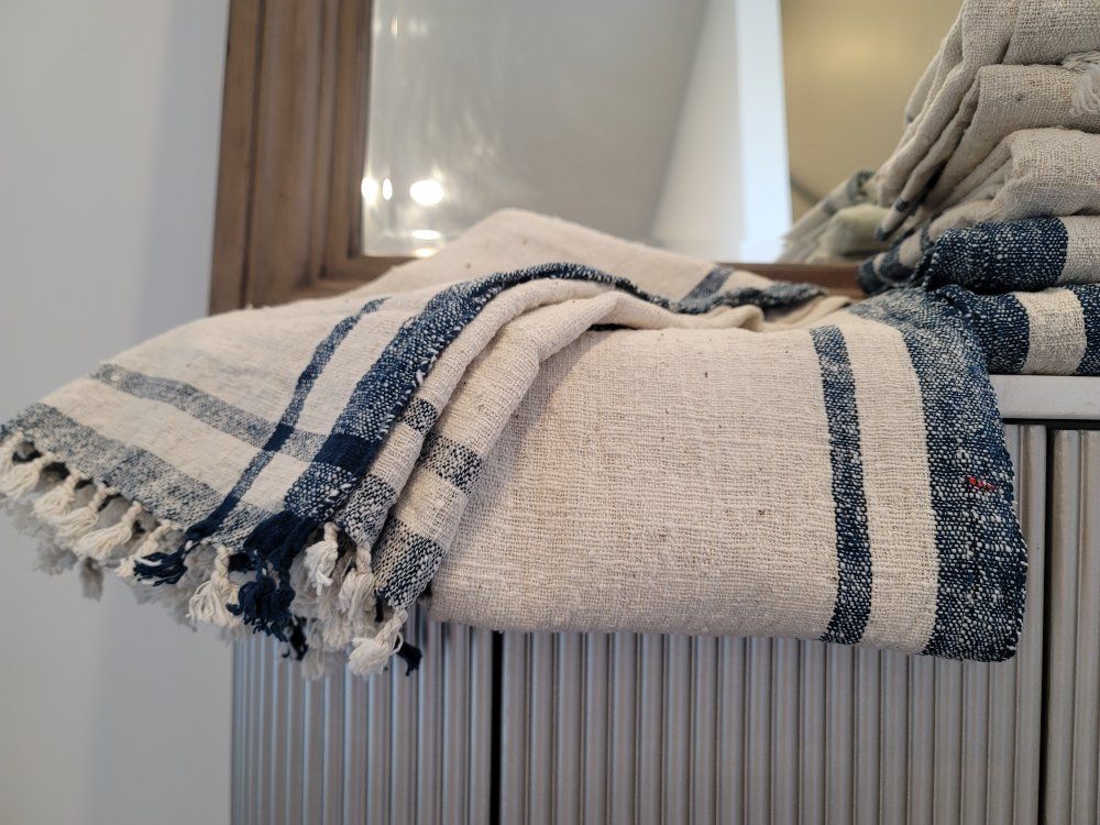 Hand-spun, 100% pure cotton towels, naturally dyed for sensative skin
