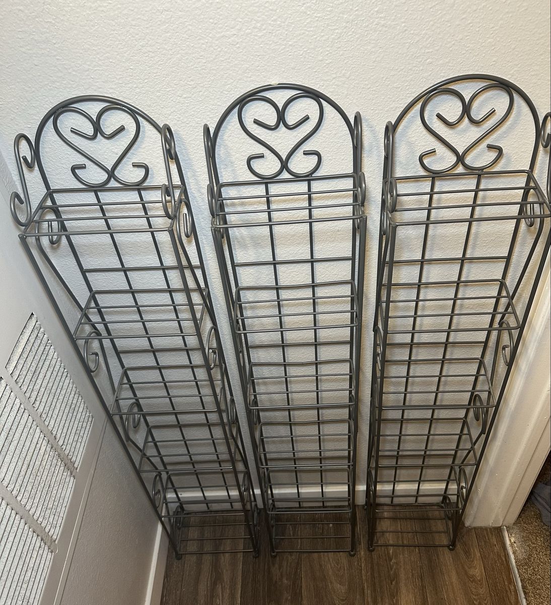 Iron Media Shelf Racks (Set of 3) with Heart Detail
