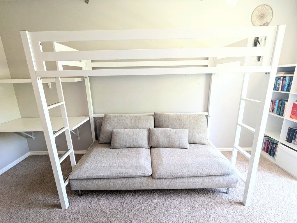 White Metal Twin Loft Bed