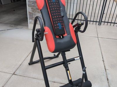 Health Gear Inversion Table with Heated Massage Pad Black and Red