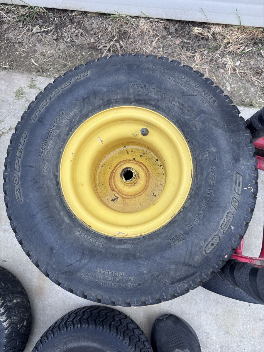 Carlisle Super Trac II 20x8.00-8 NHS Tire on Yellow Rim - Made in USA