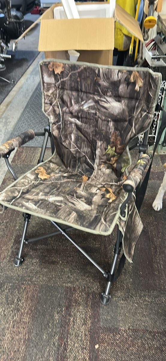 Camo Folding Quad Chair with Cup Holder - Portable Outdoor Seat