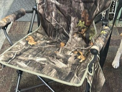 Camo Folding Quad Chair with Cup Holder - Portable Outdoor Seat