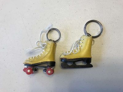 Christmas Ornaments PICK from the following: Vintage 1950 and Brass 12 Days of Christmas, Ice Skate Key Chain Fob