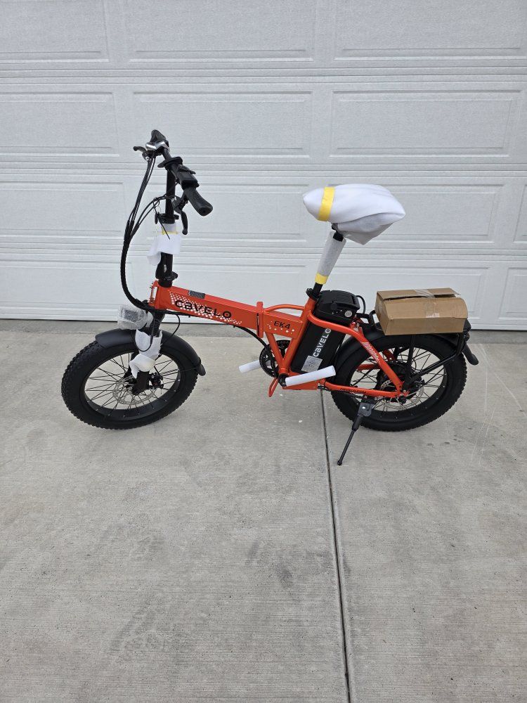 Cybervelo EK4 Foldable, Step-through Ebike 1000W Motor 48V 20Ah Battery 28mph 80 Mile Range ORANGE