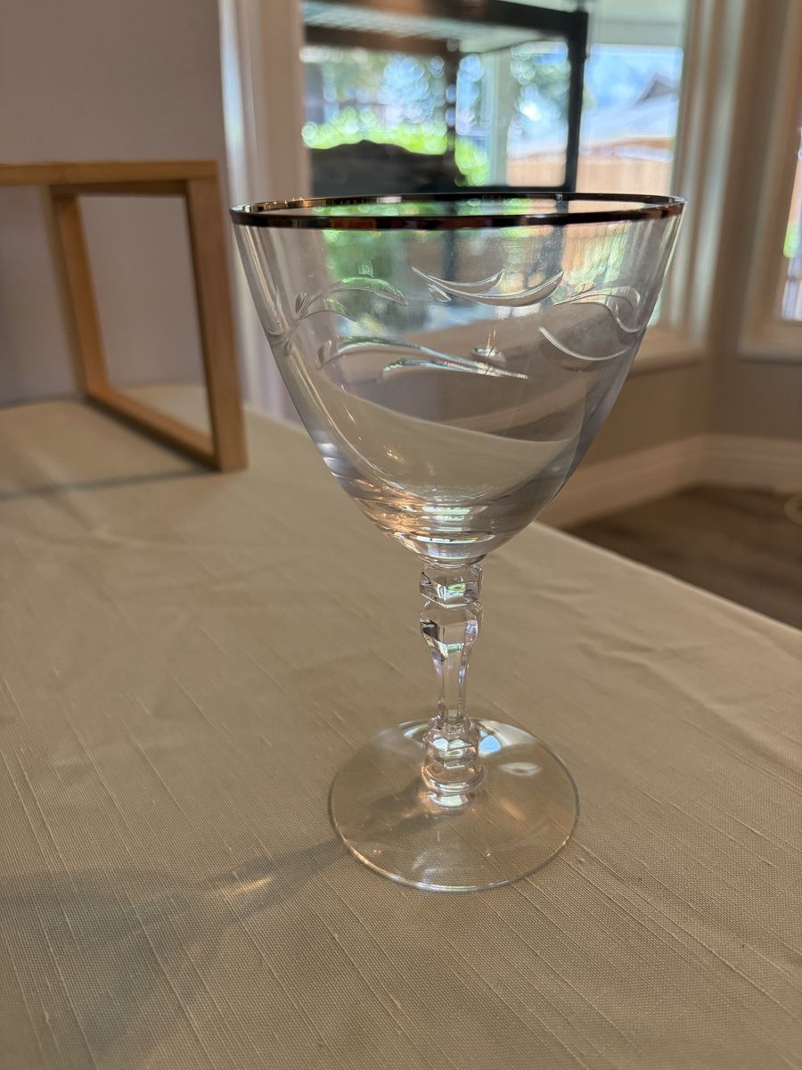 Vintage Silver Rim Cocktail/Martini Glasses – Set of 8