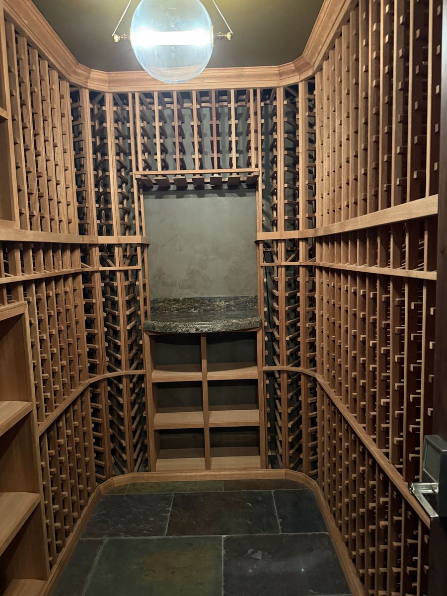 Custom Wooden Wine Cellar Racks - Full Room Built-in Storage Solution