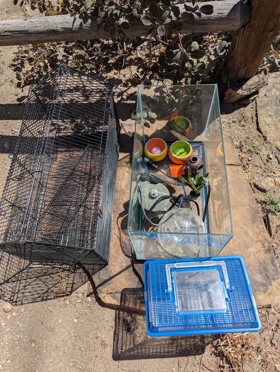 Hamster cage with tank, cage, toys