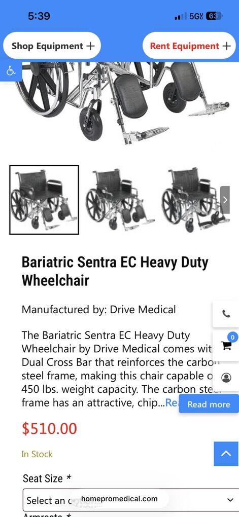 Bariatric Sentra EC Heavy Duty Wheelchair
