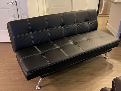 futon convertible sofa black leather
