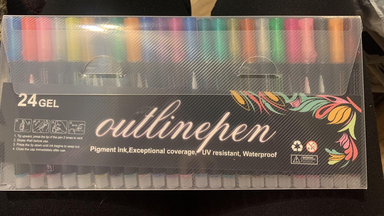 24 Gel outline pen pigment ink, New, Waterproof